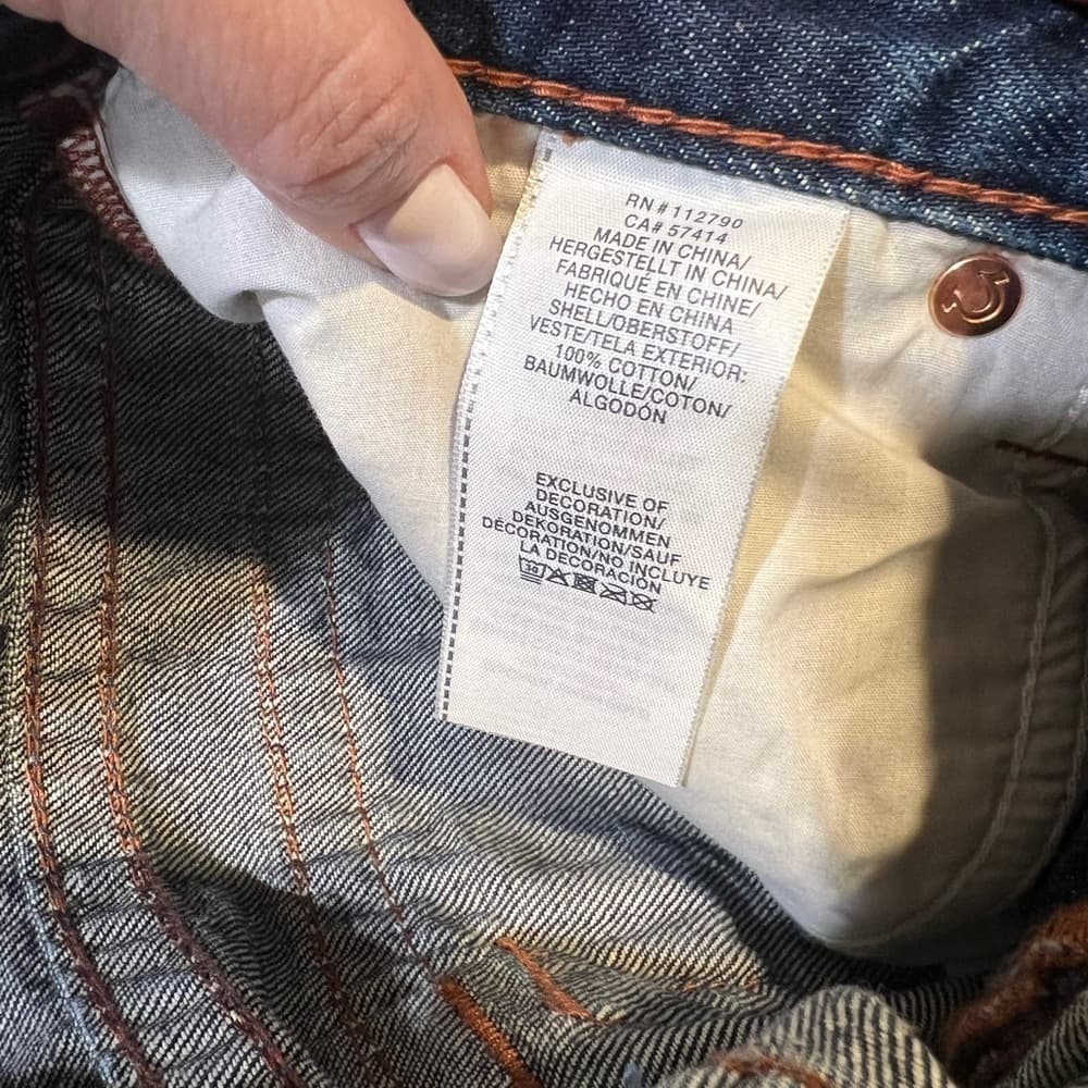 TRUE RELIGION RICKY SUPER T STITCH RELAXED STRAIGHT MENS DARK WASH 31 NEW - Thumbnail 9