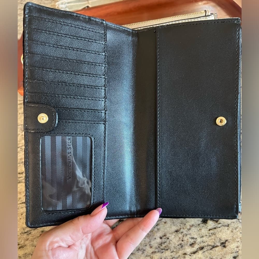 2 Wristlets Gold Tone Michael Kors Black Suede Victorias Secret Card Holder - Thumbnail 3