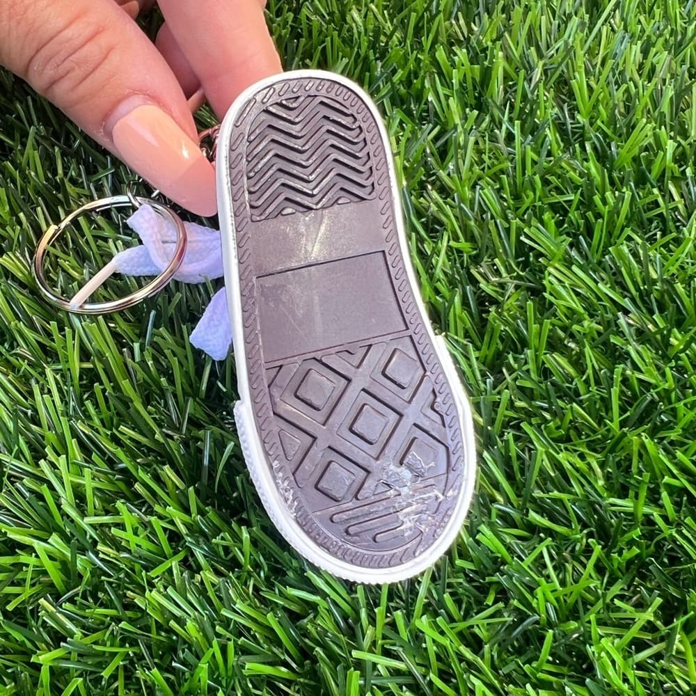 Smiley Monster on Pink Lace Up Hi Top Tennis Shoe Keychain Purse Charm - Thumbnail 7