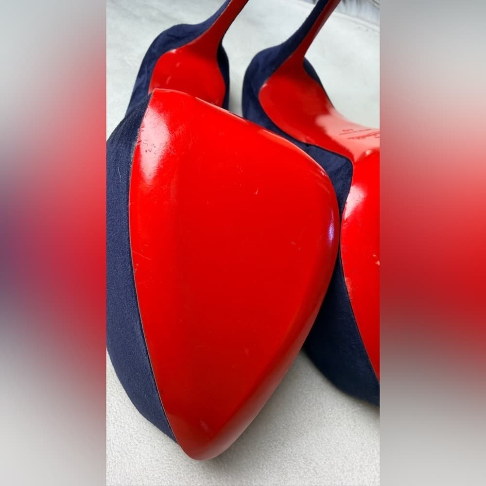Christian Louboutin Lady 160 mm Pumps Navy Blue Suede Platform Heels Size EU 40 - Thumbnail 9