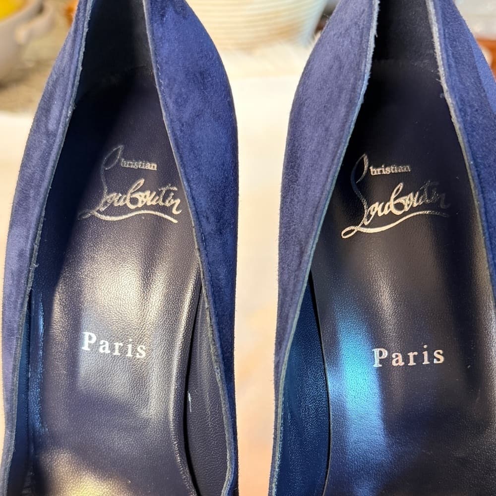 Christian Louboutin Lady 160 mm Pumps Navy Blue Suede Platform Heels Size EU 40 - Thumbnail 14