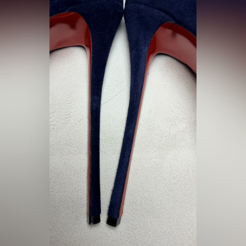 Christian Louboutin Lady 160 mm Pumps Navy Blue Suede Platform Heels Size EU 40 - Thumbnail 12