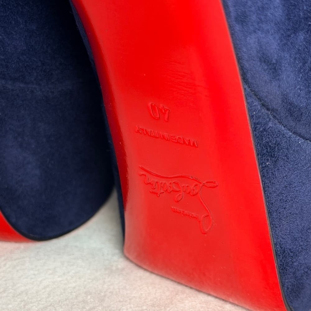 Christian Louboutin Lady 160 mm Pumps Navy Blue Suede Platform Heels Size EU 40 - Thumbnail 6