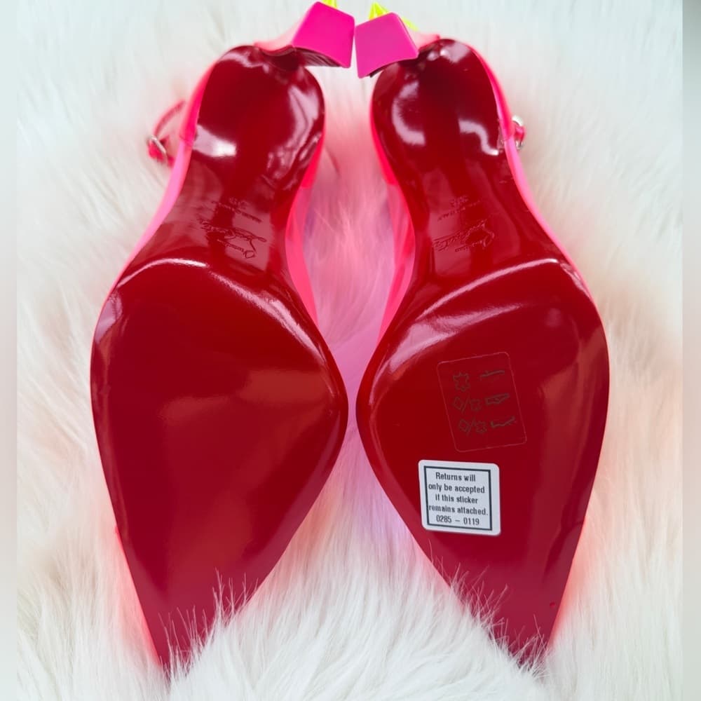 Christian Louboutin Debout Condorapik 100 Hot Pink Vinyl Patent Leather Pump 39 - Thumbnail 5