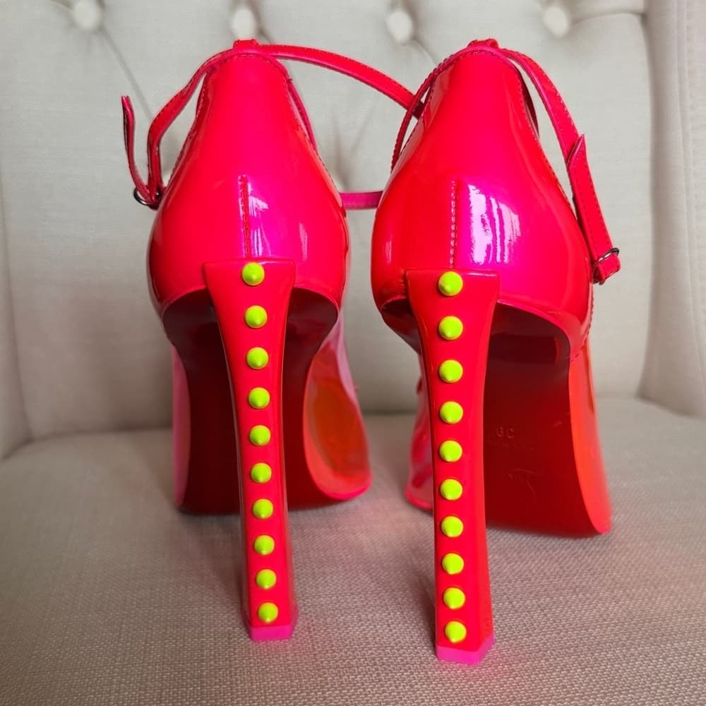 Christian Louboutin Debout Condorapik 100 Hot Pink Vinyl Patent Leather Pump 39 - Thumbnail 9
