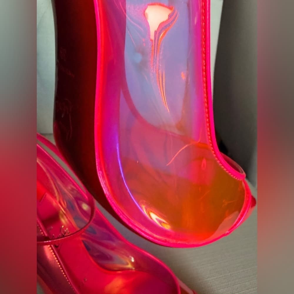 Christian Louboutin Debout Condorapik 100 Hot Pink Vinyl Patent Leather Pump 39 - Thumbnail 8