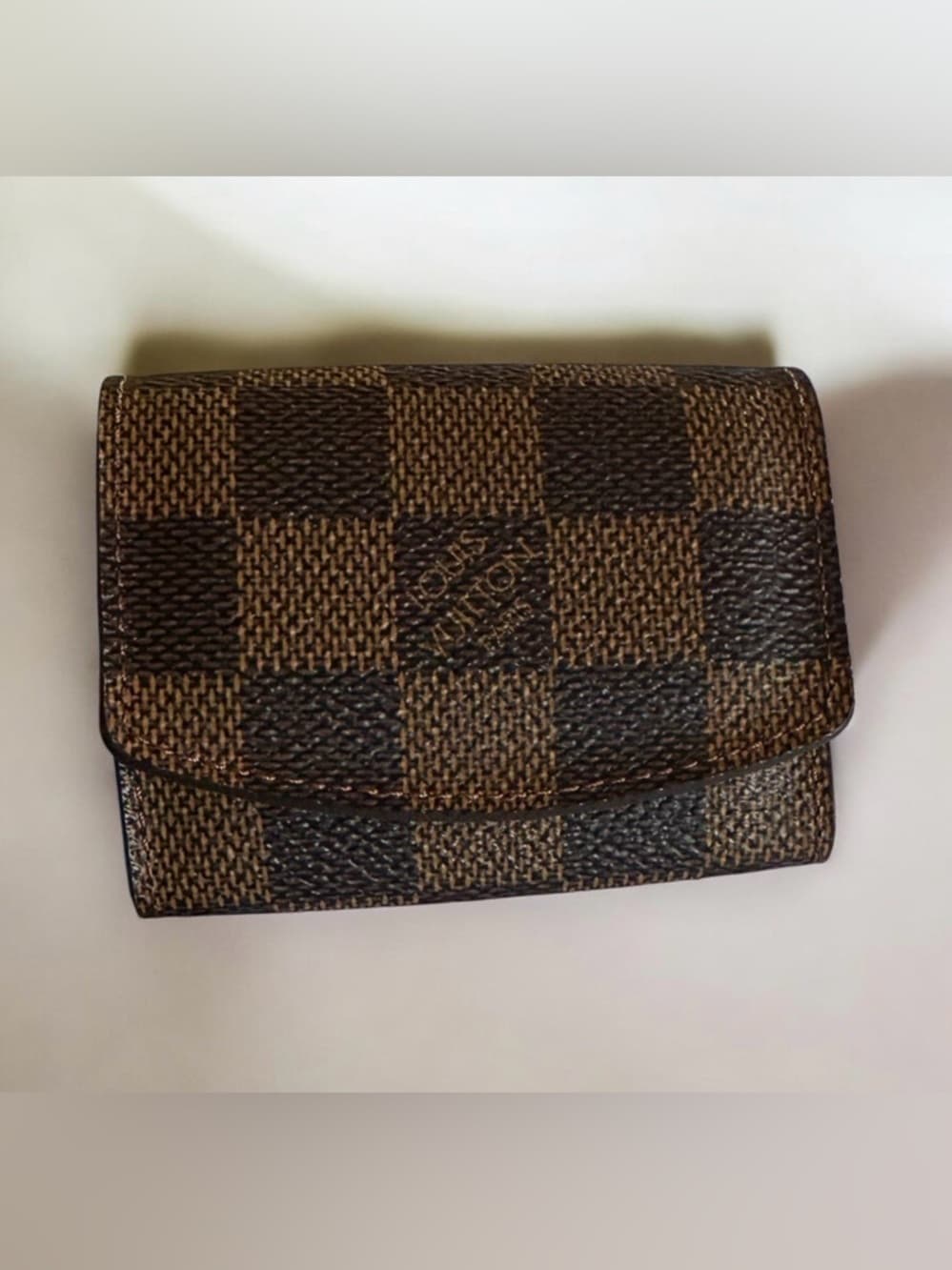 Louis Vuitton Damier Ebene Cufflinks Case With LV 925 Sterling Silver Cufflinks - Thumbnail 2