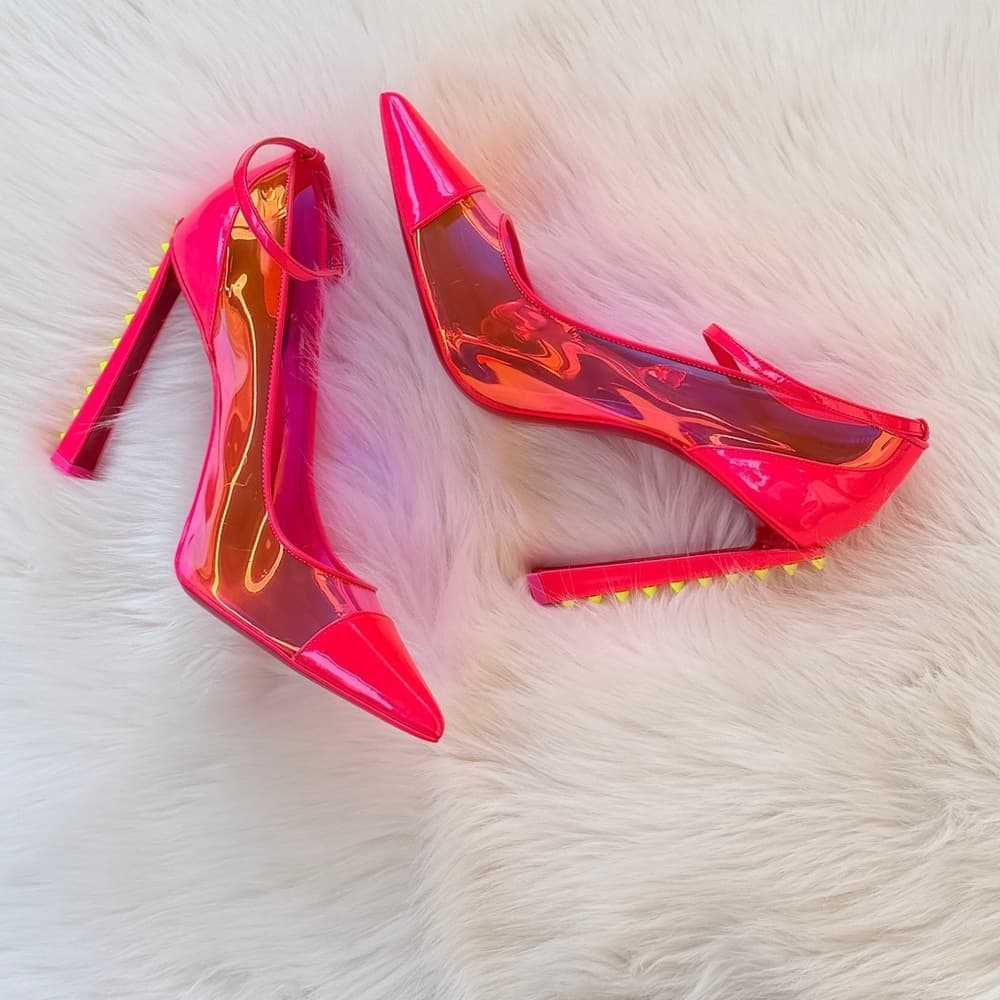 Christian Louboutin Debout Condorapik 100 Hot Pink Vinyl Patent Leather Pump 39 - Thumbnail 3