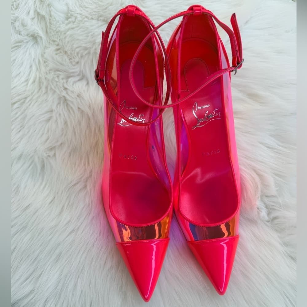 Christian Louboutin Debout Condorapik 100 Hot Pink Vinyl Patent Leather Pump 39 - Thumbnail 2