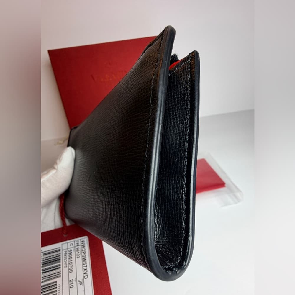 Valentino Garavani Rockstud Zipper Coin Purse Cardholder Grainy Calfskin Leather - Thumbnail 9