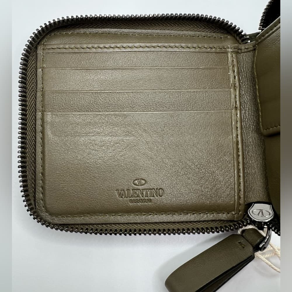 NEW VALENTINO GARAVANI Camouflage Nylon Leather Zip Around Compact Wallet - Thumbnail 5