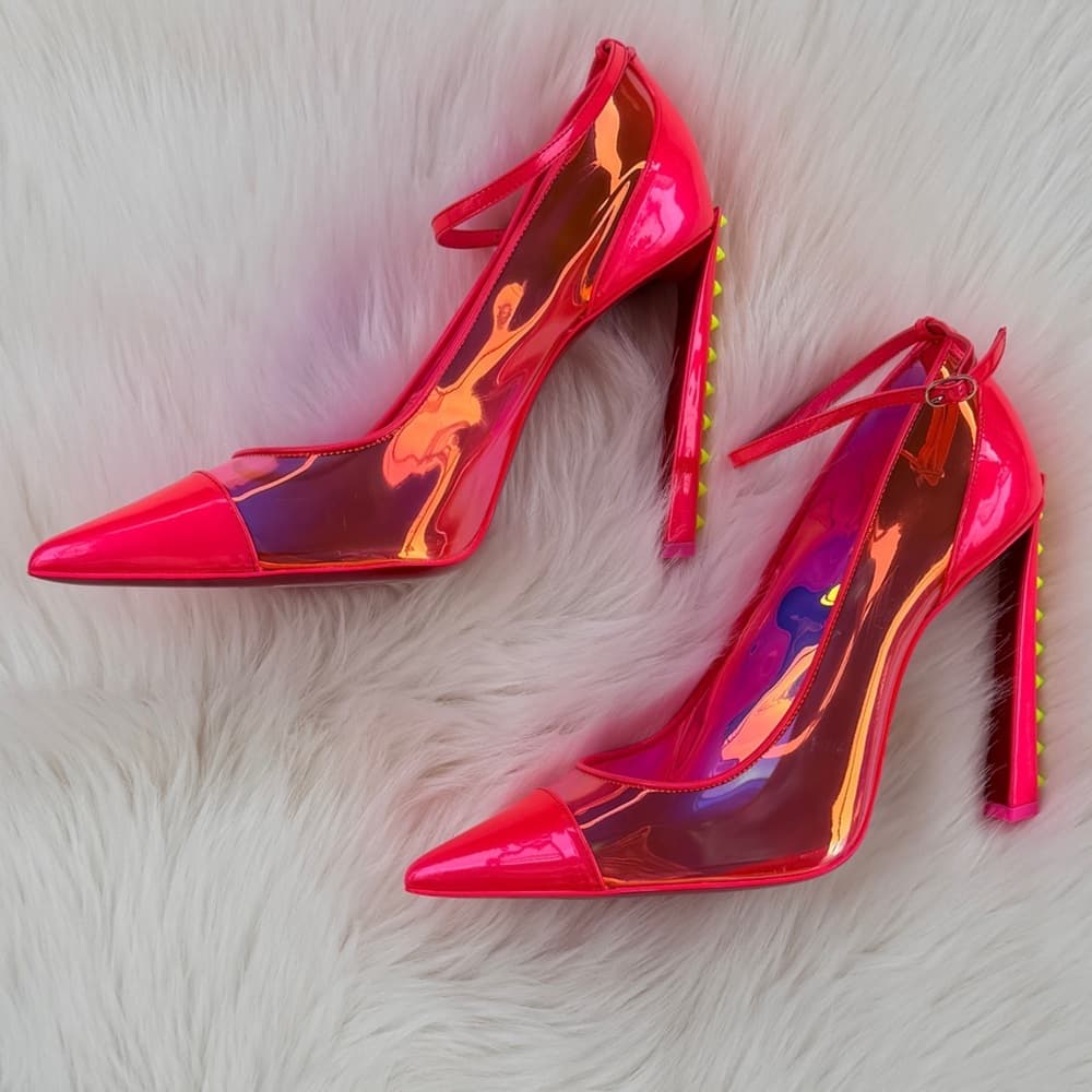 Christian Louboutin Debout Condorapik 100 Hot Pink Vinyl Patent Leather Pump 39 - Thumbnail 4