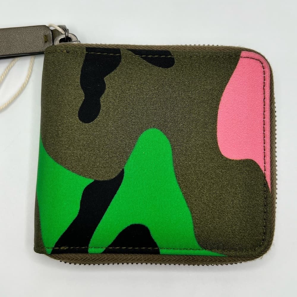 NEW VALENTINO GARAVANI Camouflage Nylon Leather Zip Around Compact Wallet - Thumbnail 2