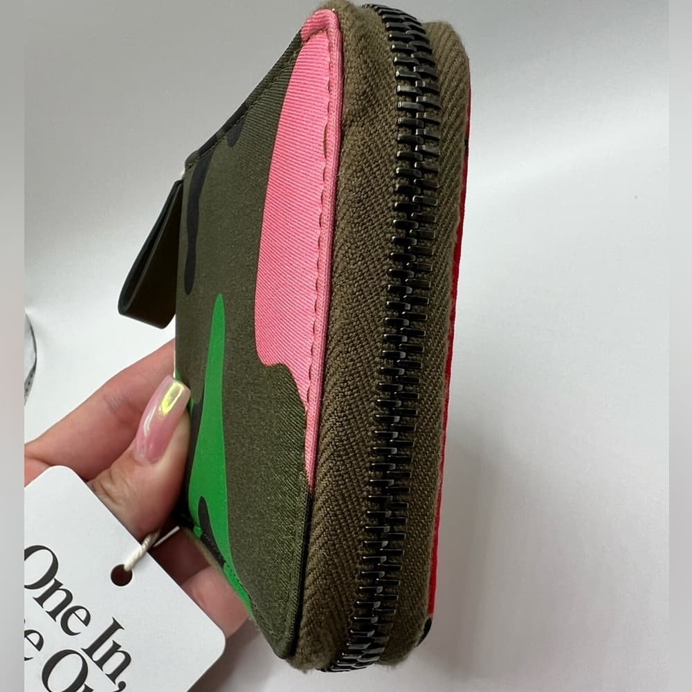 NEW VALENTINO GARAVANI Camouflage Nylon Leather Zip Around Compact Wallet - Thumbnail 10