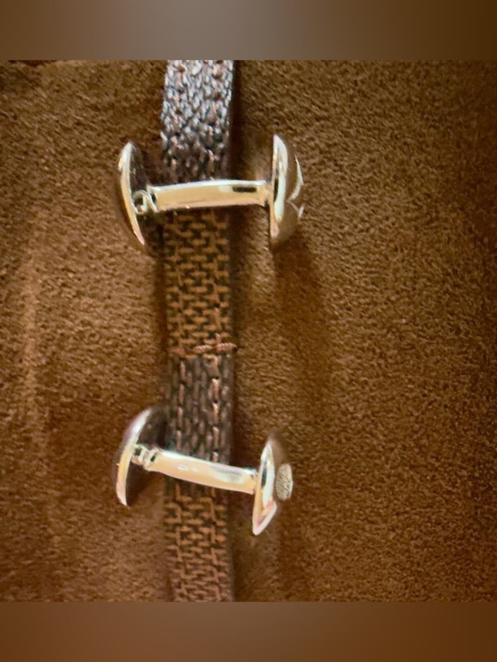 Louis Vuitton Damier Ebene Cufflinks Case With LV 925 Sterling Silver Cufflinks - Thumbnail 4
