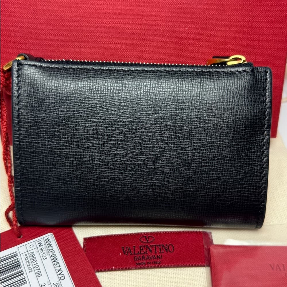Valentino Garavani Rockstud Zipper Coin Purse Cardholder Grainy Calfskin Leather - Thumbnail 8