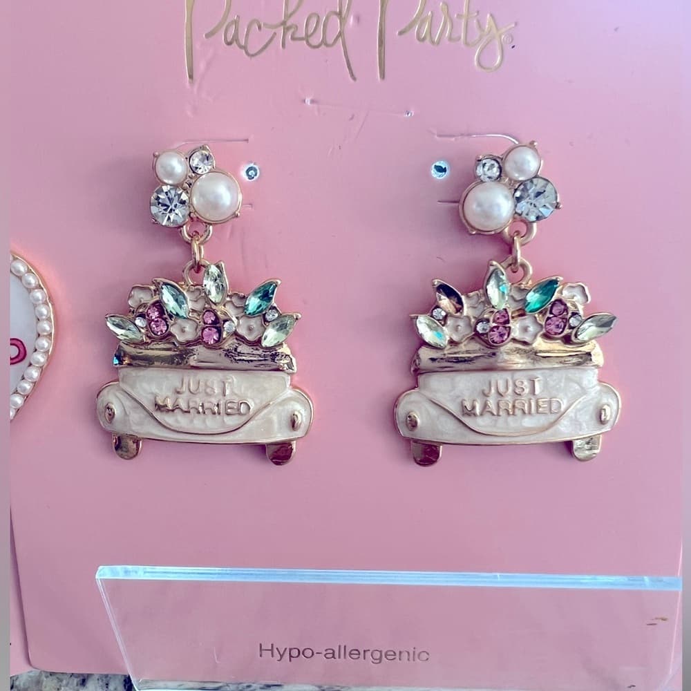 Bride Bridesmaid Earrings 3 piece set by Packed Party NEW Hypoallergenic - Thumbnail 3