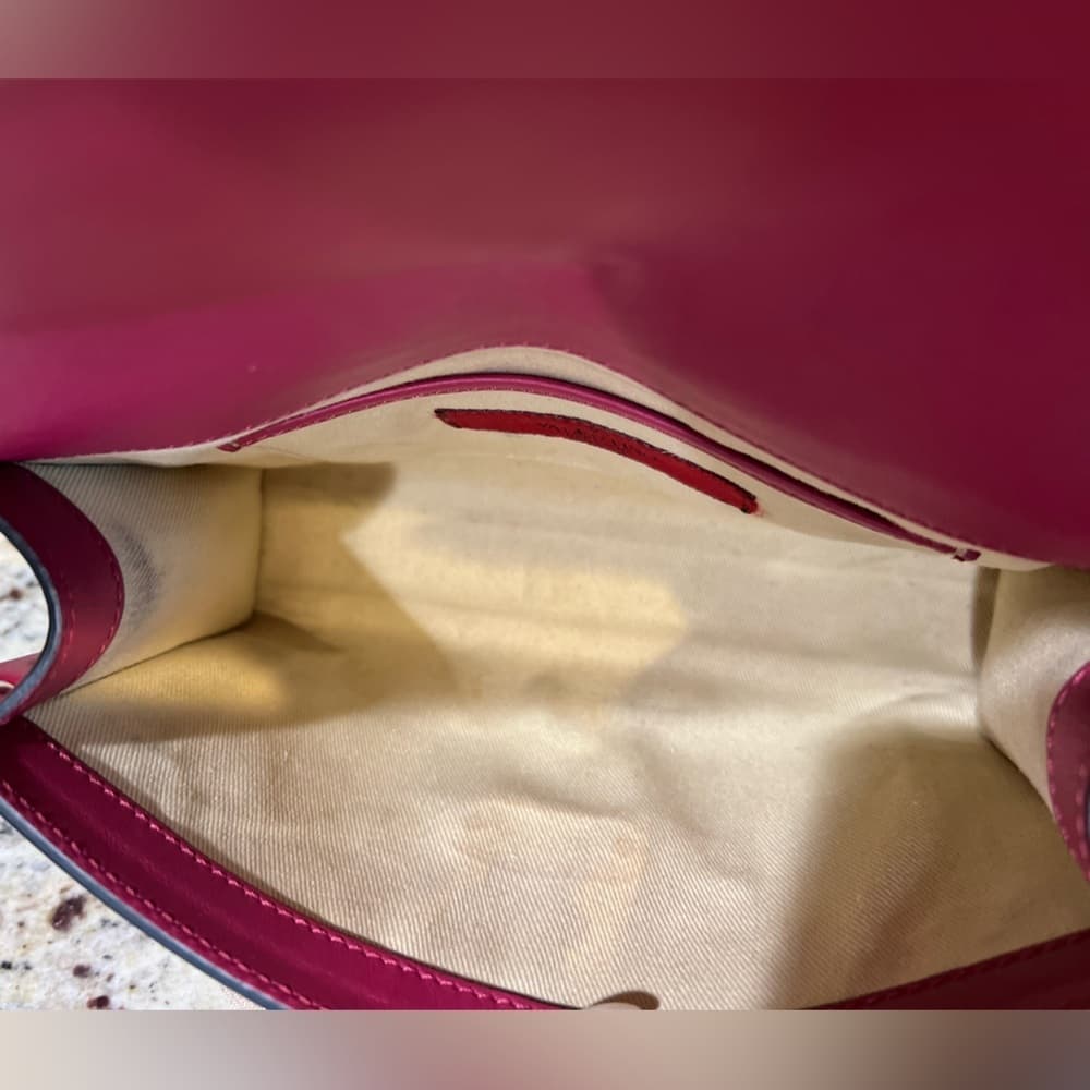 VALENTINO GARAVANI Fuschia Pink Leather Gold Rockstud Shoulder Crossbody Bag - Thumbnail 9