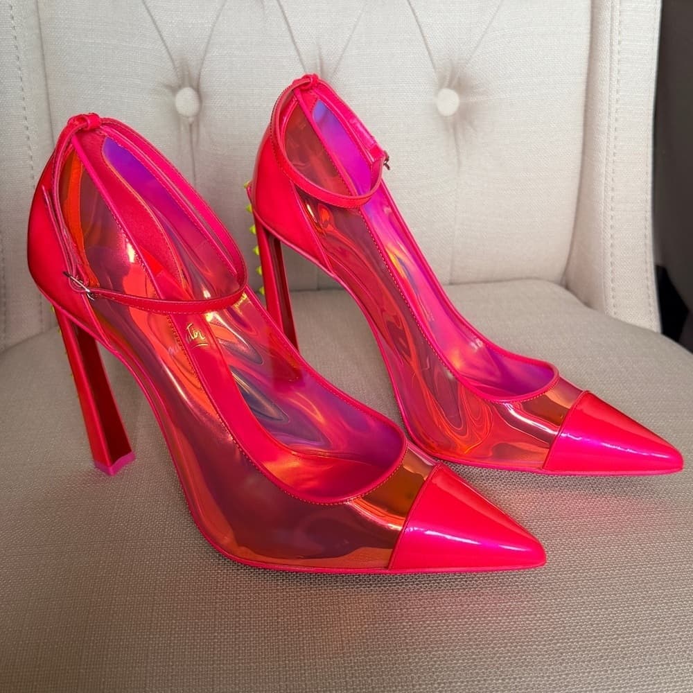 Christian Louboutin Debout Condorapik 100 Hot Pink Vinyl Patent Leather Pump 39 - Thumbnail 7