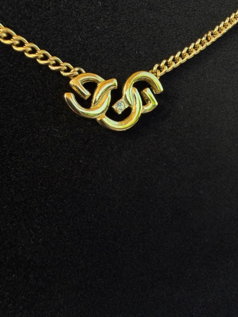 GIVENCHY Triple G Logo Crystal Pendant Chainlink 17 in Necklace Vintage - Thumbnail 3