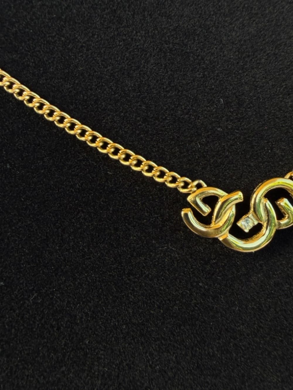 GIVENCHY Triple G Logo Crystal Pendant Chainlink 17 in Necklace Vintage - Thumbnail 4