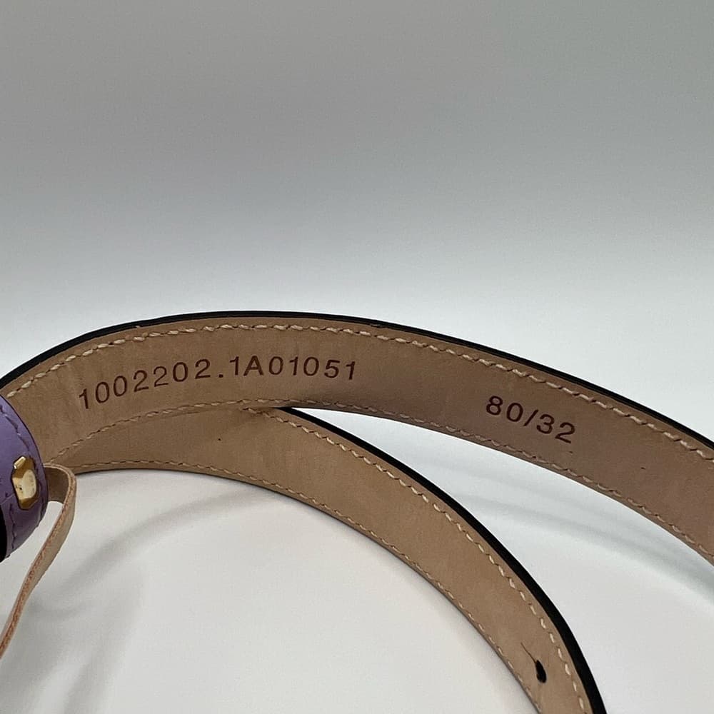 NEW VERSACE Logo Crystal Purple Leather Belt 80/32 Medium M - Thumbnail 4