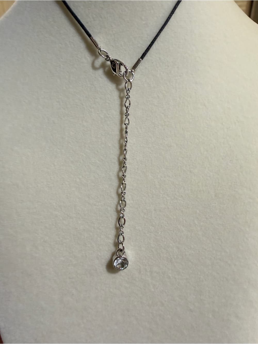 SWAROVSKI Crystal Trilliant Cut Design Rope Chain Silver Extender 18 in AUTH - Thumbnail 4