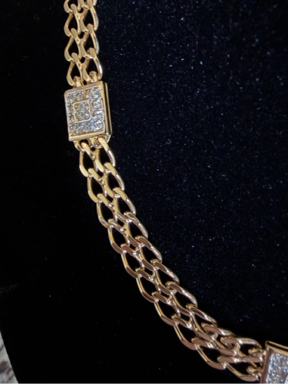Nina Ricci Vintage Gold Plated Rhinestone Double Link Choker Necklace Stunning! - Thumbnail 5