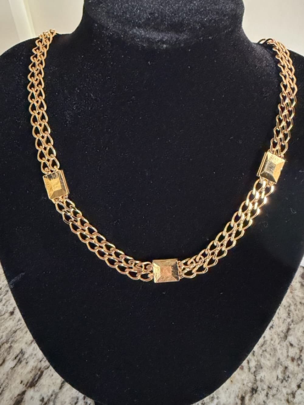 Nina Ricci Vintage Gold Plated Rhinestone Double Link Choker Necklace Stunning! - Thumbnail 2
