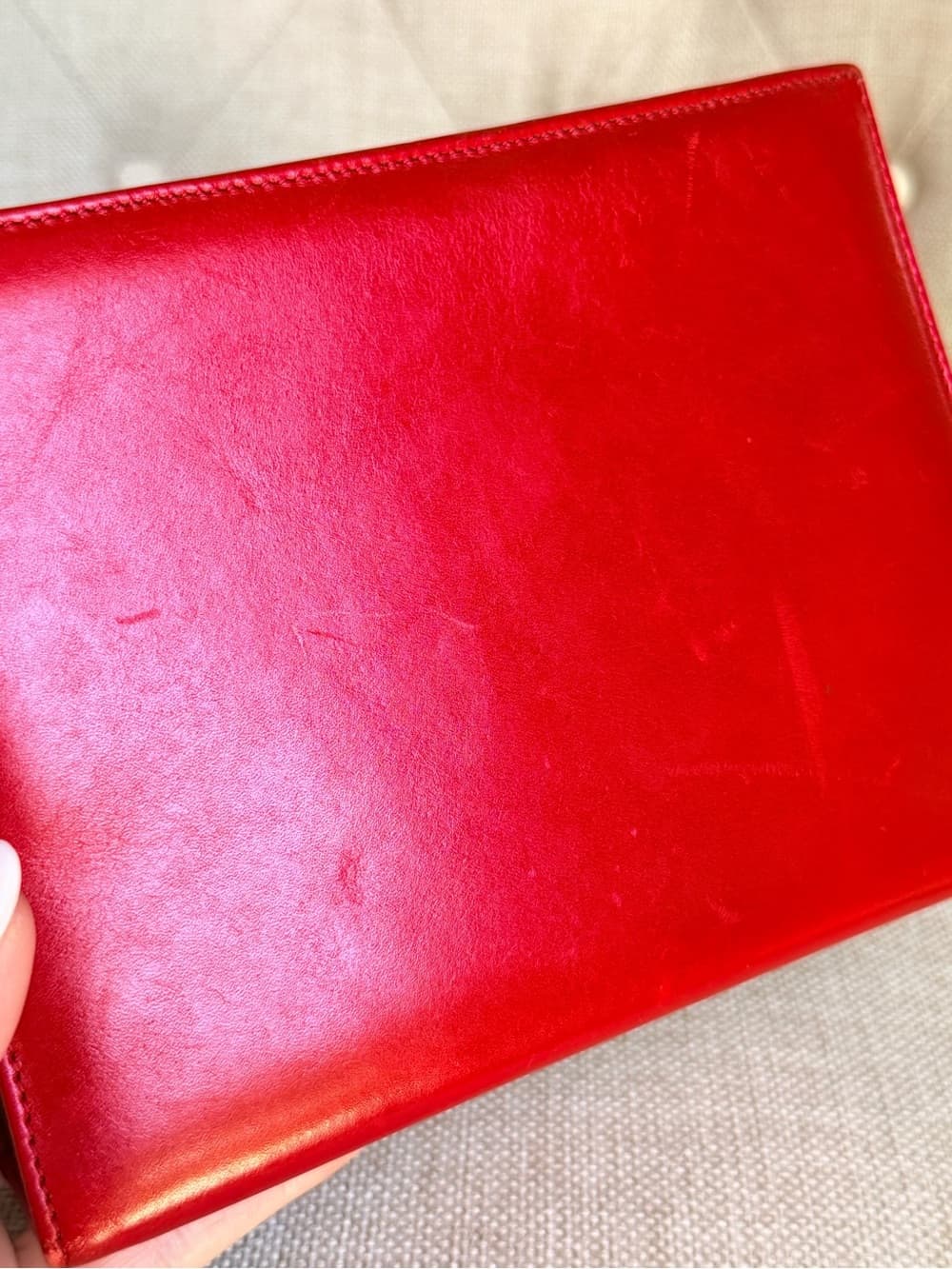 Vintage Salvatore Ferragamo Vara Bow Mini Vanity Case Red Leather Gold Hardware - Thumbnail 7