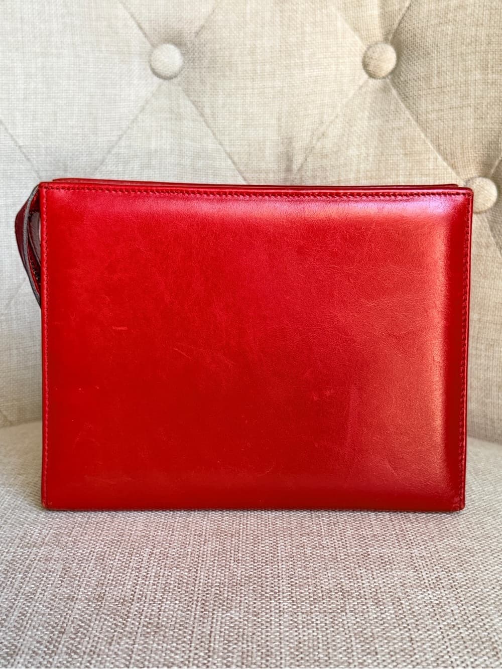 Vintage Salvatore Ferragamo Vara Bow Mini Vanity Case Red Leather Gold Hardware - Thumbnail 3