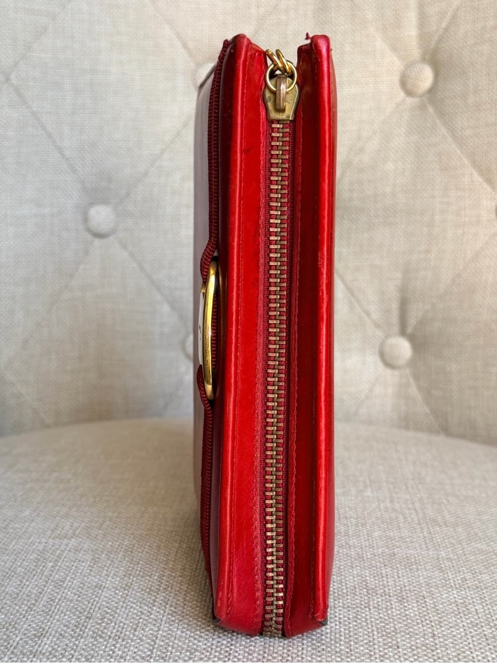 Vintage Salvatore Ferragamo Vara Bow Mini Vanity Case Red Leather Gold Hardware - Thumbnail 8