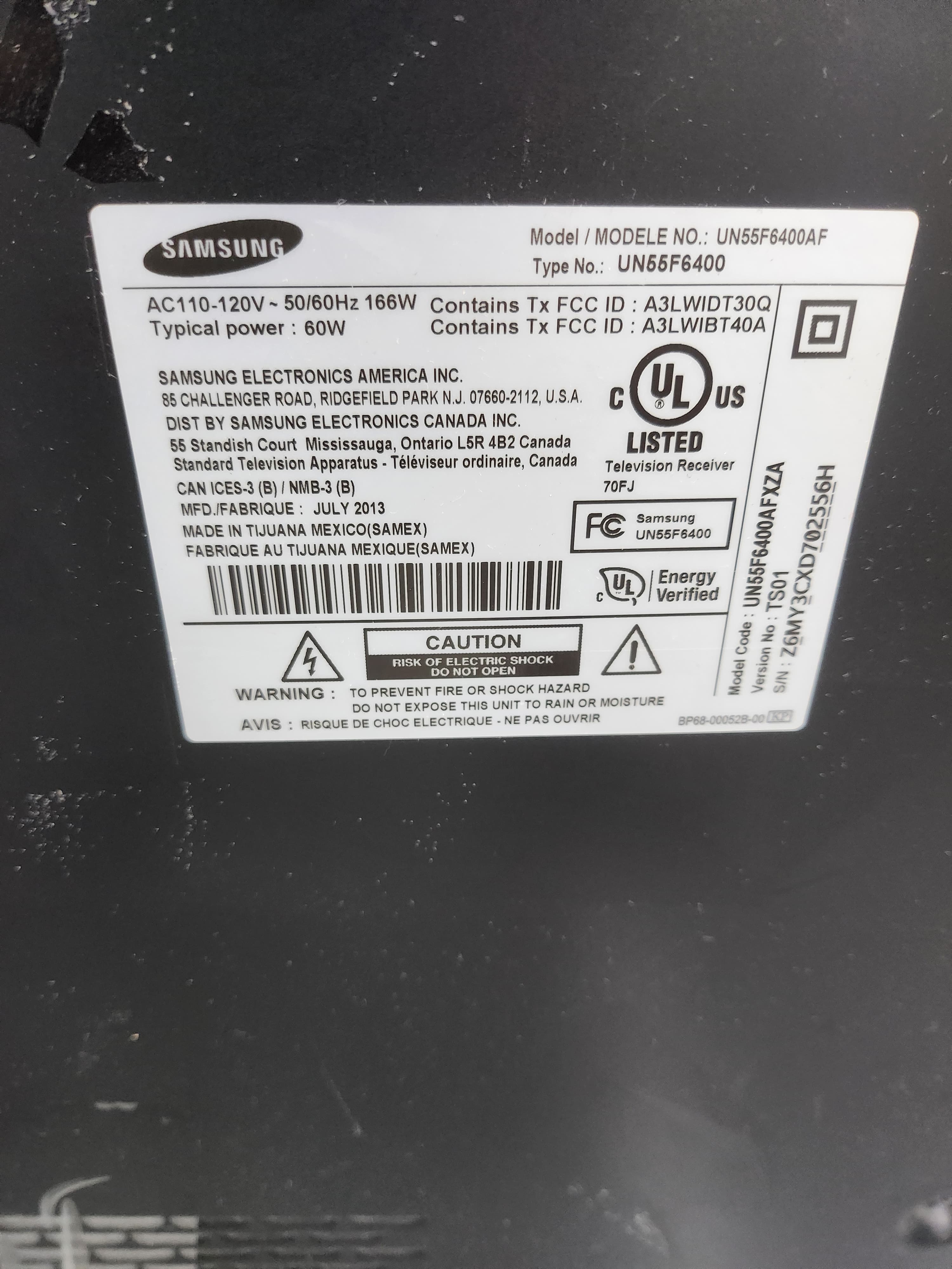 The Samsung UN55F6400AF 55-inch Full HD (1080p) 3D Smart LED TV 120Hz native refresh rate (Clear Motion Rate 480), built-in Wi-Fi, and active 3D support. - Thumbnail 9
