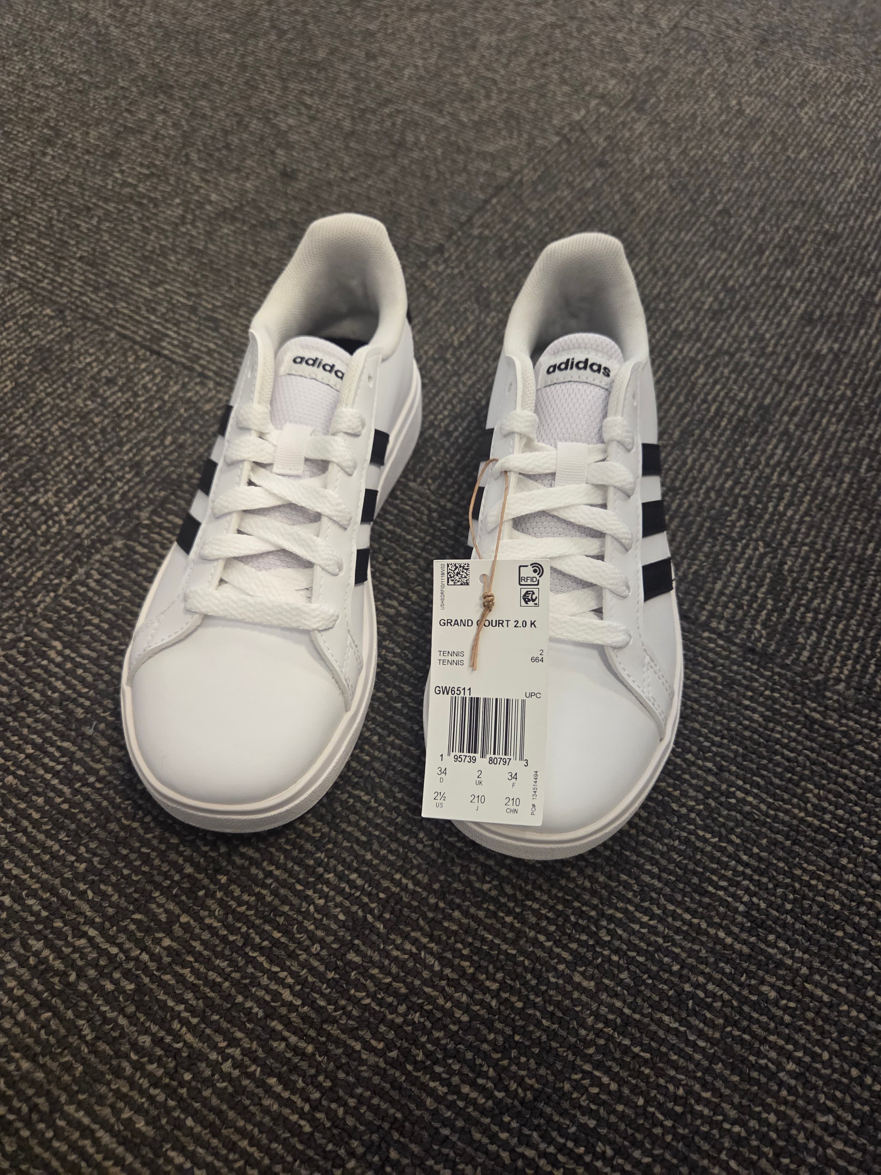 Adidas Grand Court 2.0 K Boys' Sneakers Size 2.5 - Thumbnail 2