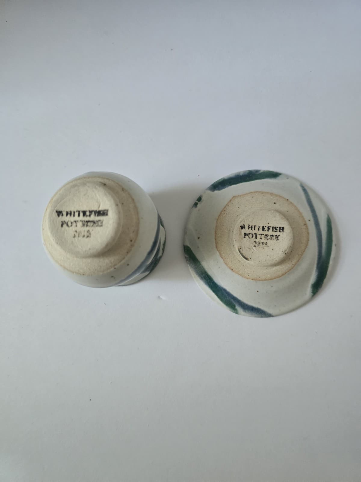 Whitefish Pottery Montana 2019 Handthrown Ceramic Espresso Sake Cup Saucer Set - Thumbnail 5