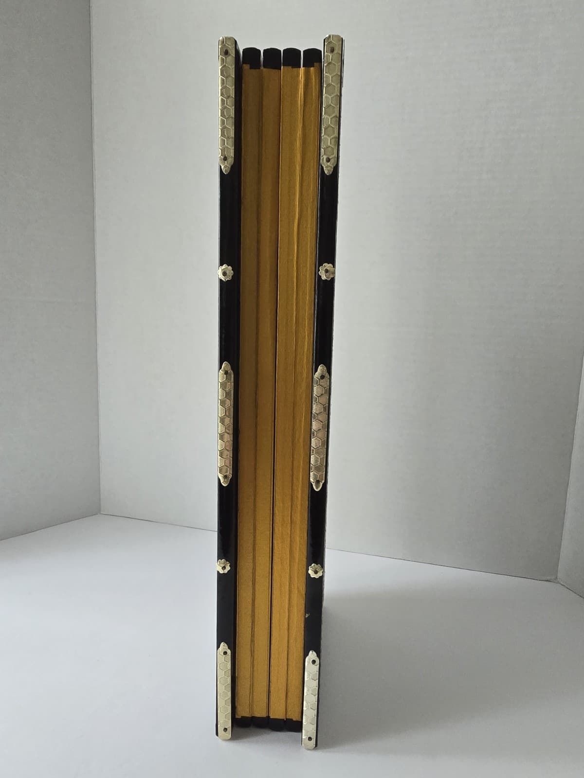 Vintage Japanese Miniature Byobu Folding Screen Gold Leaf Landscape Art Nizan - Thumbnail 3
