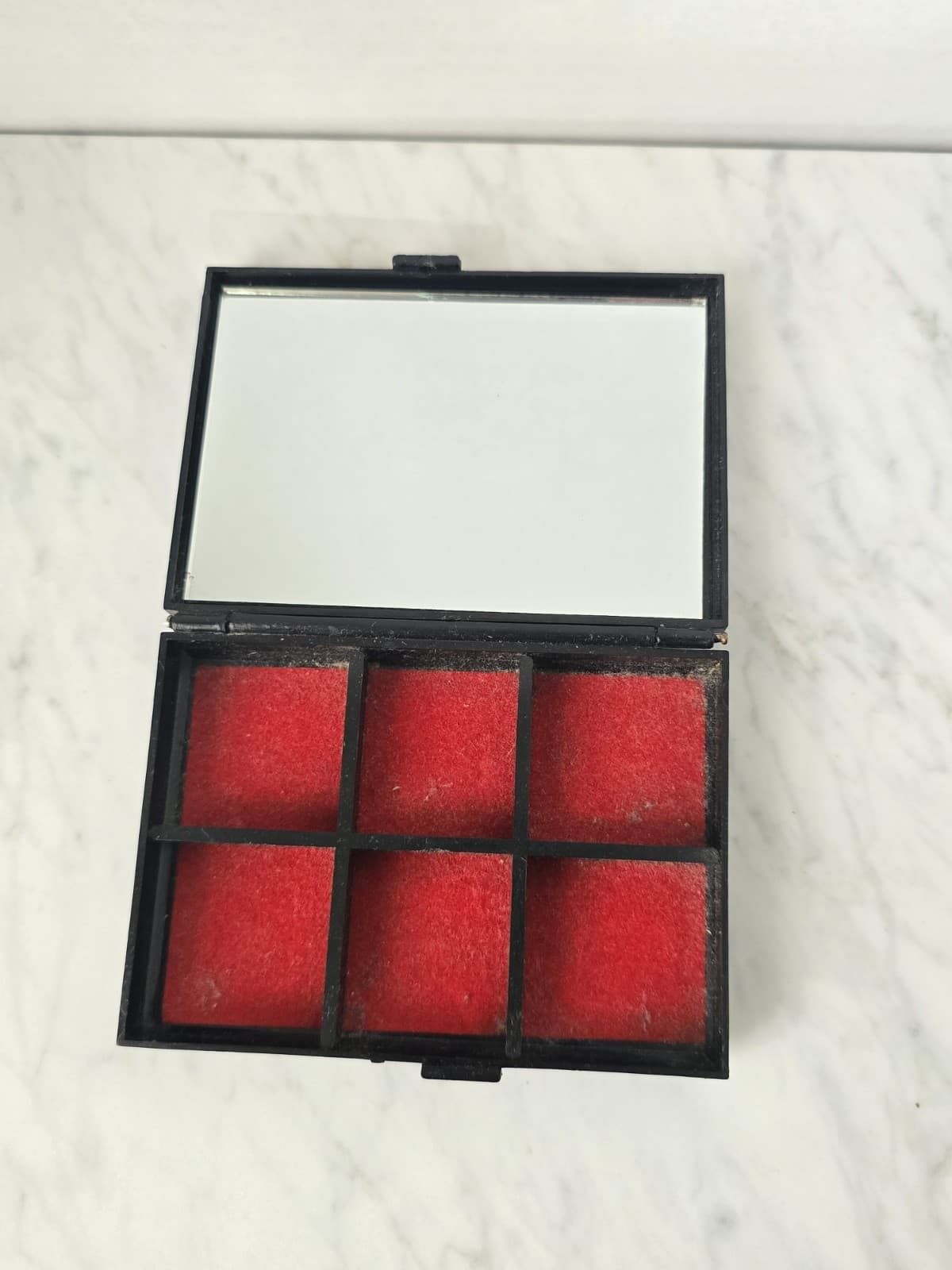 Vintage Asian Floral Travel Jewelry Box Compact with Mirror - 6 Compartment - Thumbnail 7
