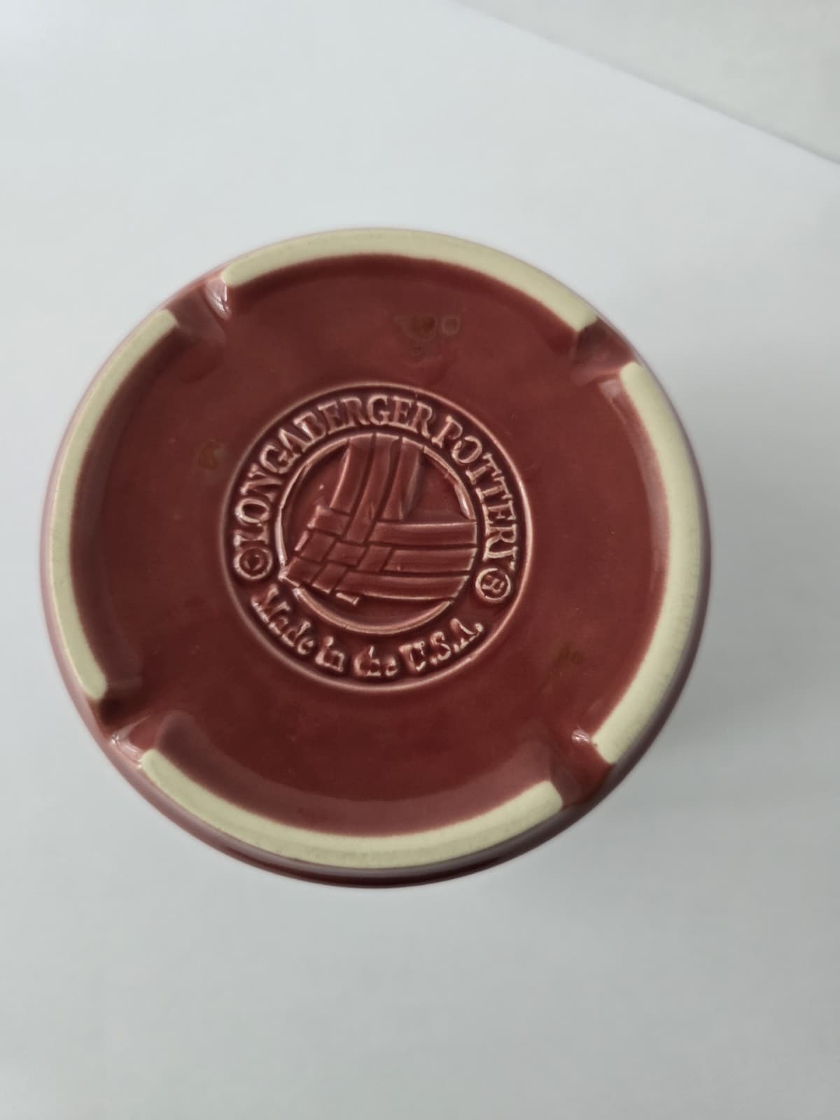 Longaberger Pottery Woven Traditions Paprika Red 1 Pint Salt Crock Made in USA - Thumbnail 3