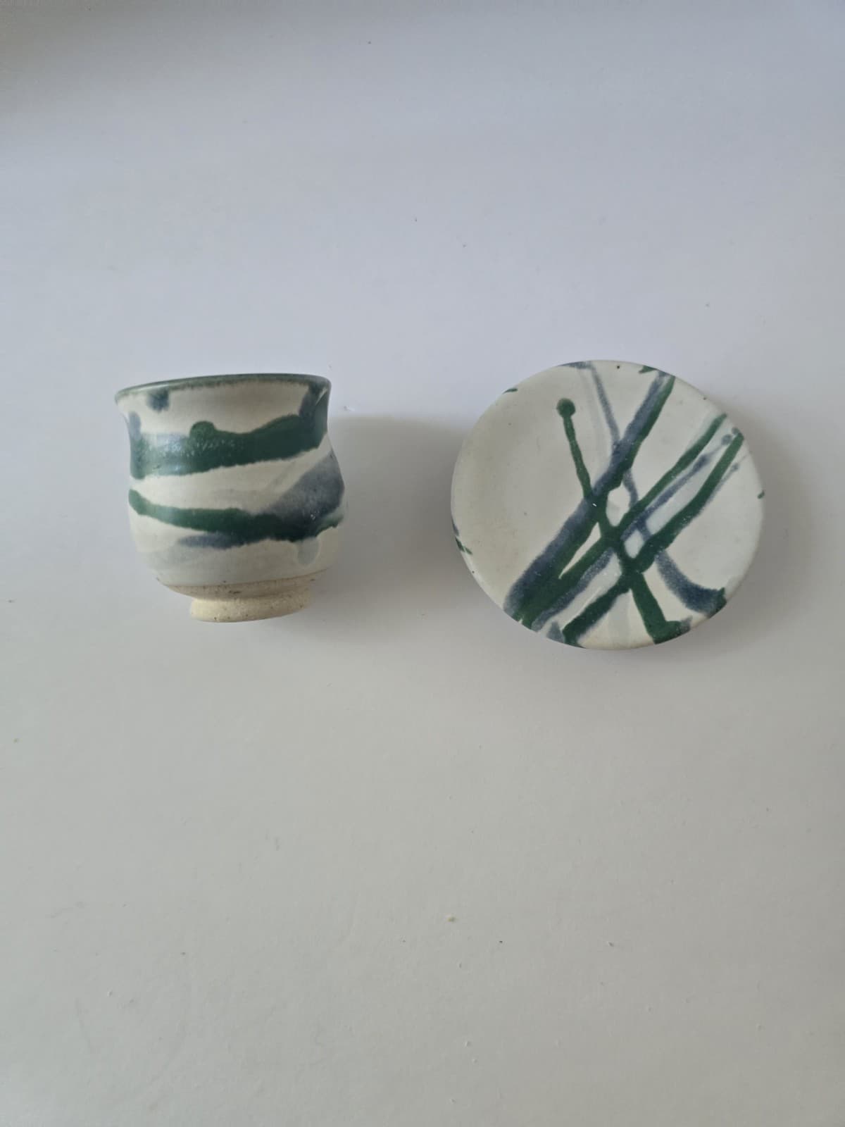 Whitefish Pottery Montana 2019 Handthrown Ceramic Espresso Sake Cup Saucer Set - Thumbnail 3