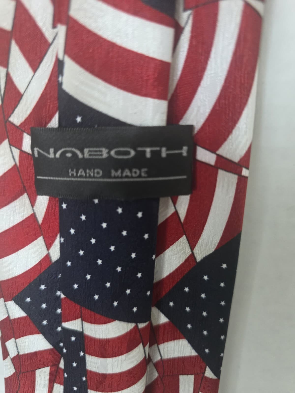 Naboth Handmade Mens American Flag Tie US Collage Patriotic Red White Blue - Thumbnail 3