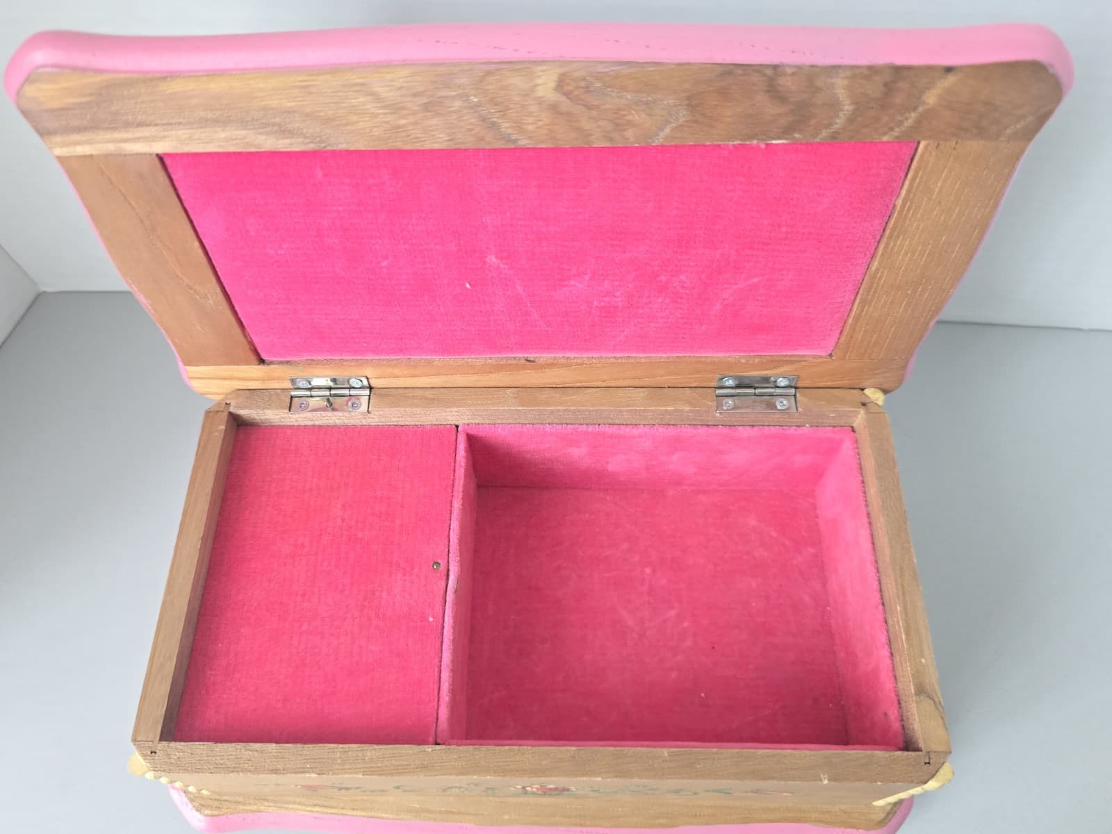 Vintage Hand Painted Wooden Music Jewelry Box Folk Art Floral - Made in Japan - Thumbnail 8