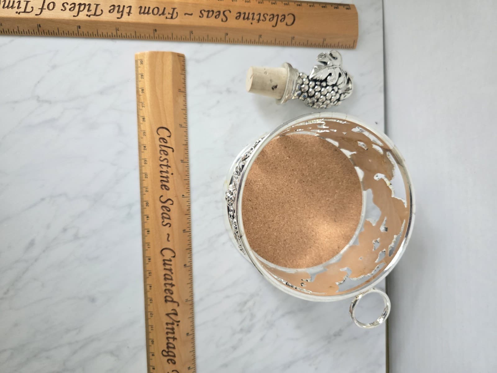 Vintage Godinger Silver Plated Wine Bottle Coaster & Stopper Set - NOS - Thumbnail 13