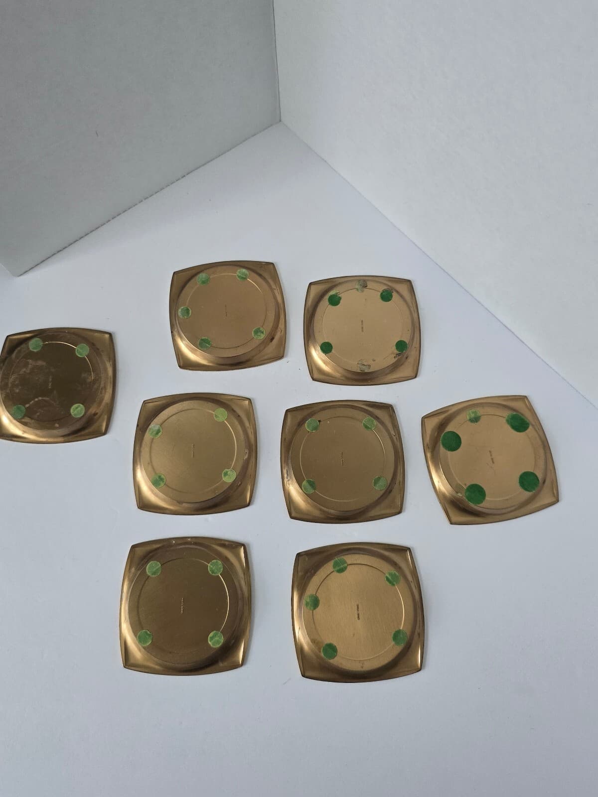 Vintage Hyde Park Solid Brass Coasters – Monogrammed "R" (Set of 8) - Thumbnail 2