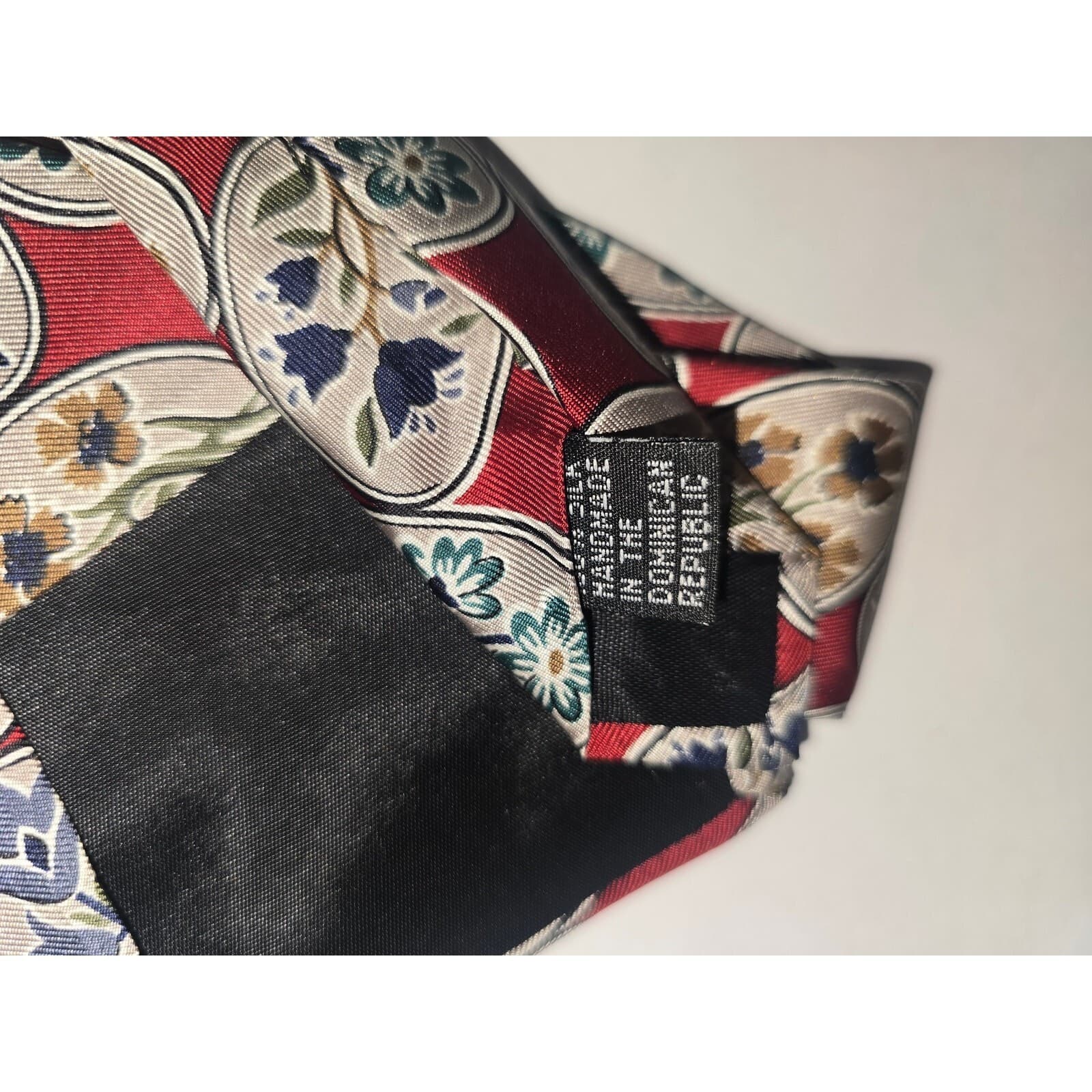 Colours by Alexander Julian Mens Silk Tie Red Floral Medallion Vintage Geometric - Thumbnail 4