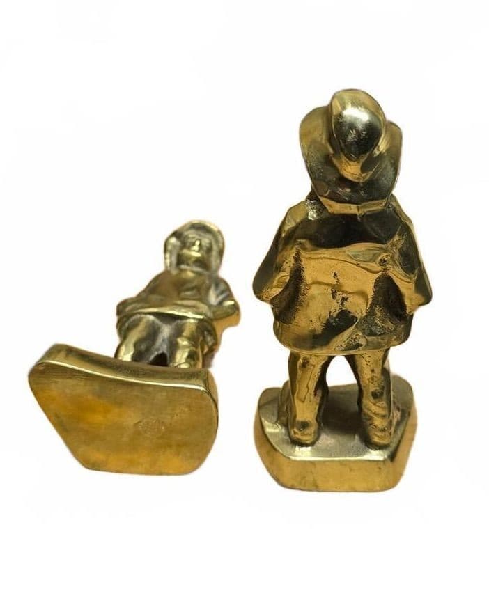 Vintage Peterson Brass Portland Maine Old Salt Fisherman Bookends Figurine Pair - Thumbnail 2