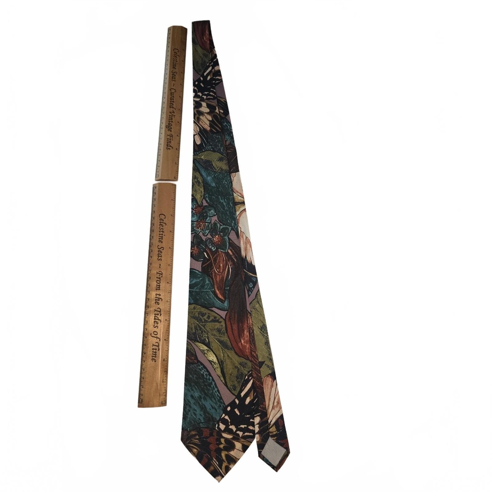 Vintage Hardy Amies London Mens Silk Tie Abstract Geometric Multi Watercolor Art - Thumbnail 2