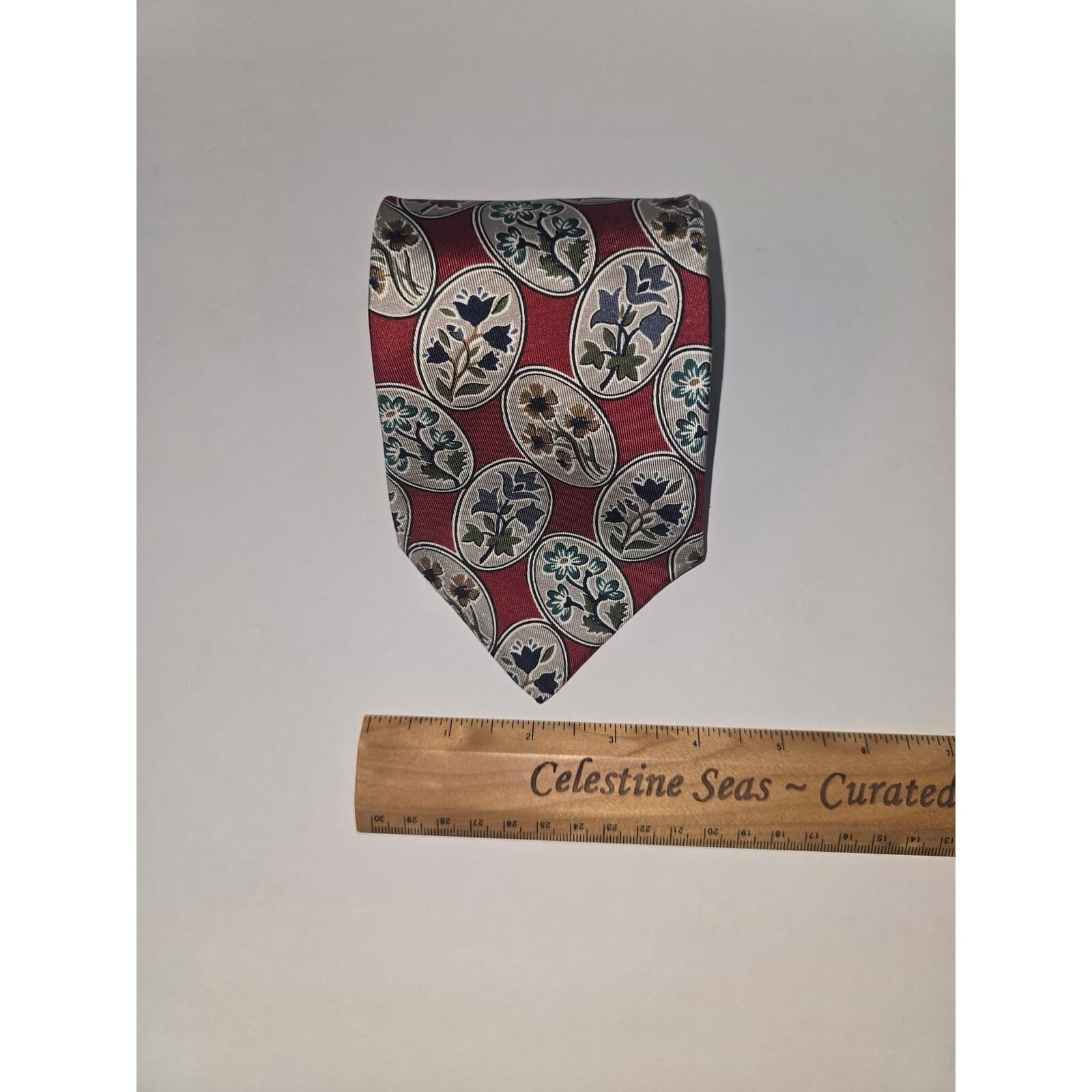 Colours by Alexander Julian Mens Silk Tie Red Floral Medallion Vintage Geometric - Thumbnail 5