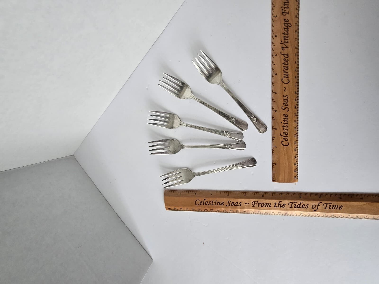 Set of 5 Vintage Silver Plated Small Forks Dessert Appetizer Salad Flatware - Thumbnail 3