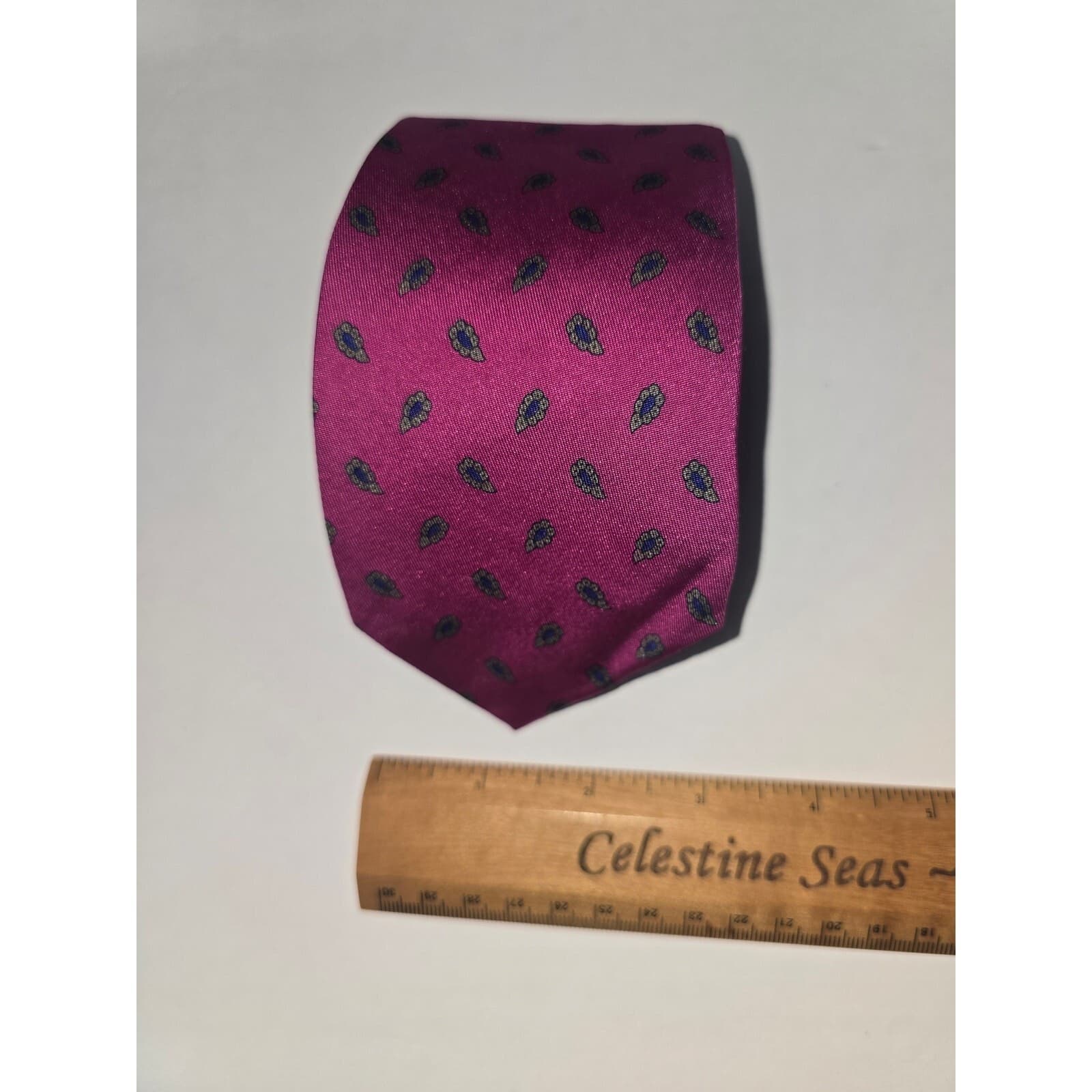 Robert Talbott Eljo's University of Virginia Silk Tie Purple Paisley Floral Ivy - Thumbnail 6