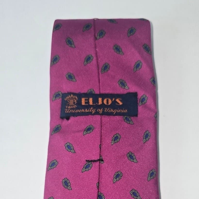 Robert Talbott Eljo's University of Virginia Silk Tie Purple Paisley Floral Ivy - Thumbnail 3
